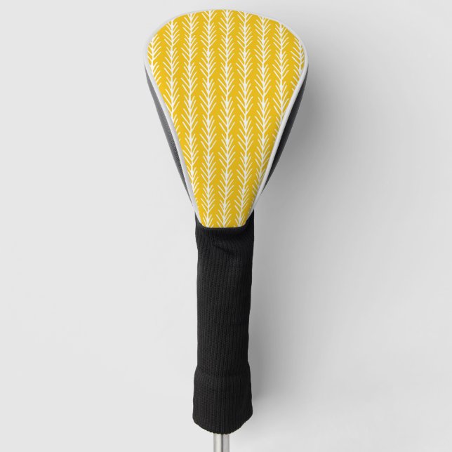 Hand Drawn Gold Wheat Pattern Golf Head Cover (Front)