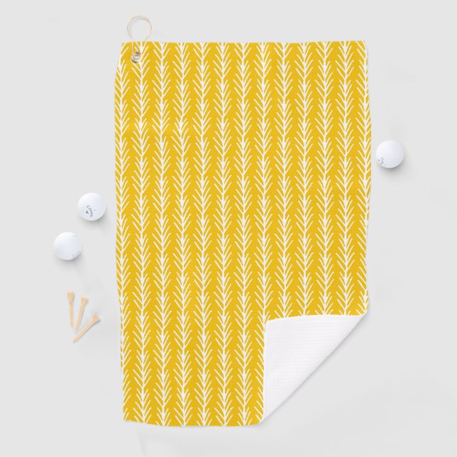 Hand Drawn Gold Wheat Pattern Golf Towel (InSitu)