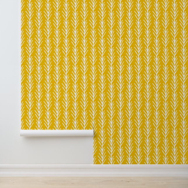Hand Drawn Gold Wheat Pattern Wallpaper (Application)