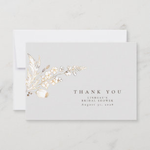 Hand-drawn Gold Wildflowers Elegant Thank You