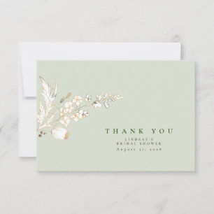 Hand-drawn Gold Wildflowers Elegant Thank You Card