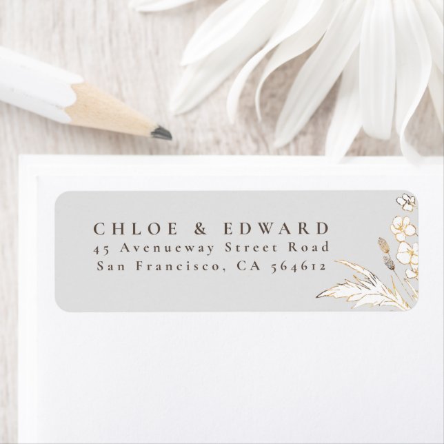 Hand-drawn Gold Wildflowers Minimalist Label (Insitu)