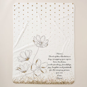 Hand Drawn Golden California Poppies Custom Letter Sherpa Blanket