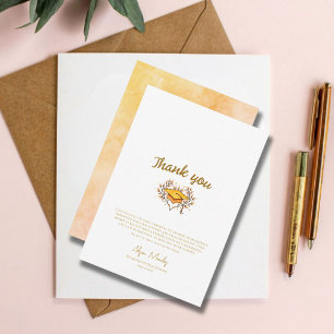 Hand-drawn golden Cap Peach graduation  Thank You Card