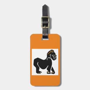 Hand drawn - GORILLA - Primate - Wildlife -Orange Luggage Tag