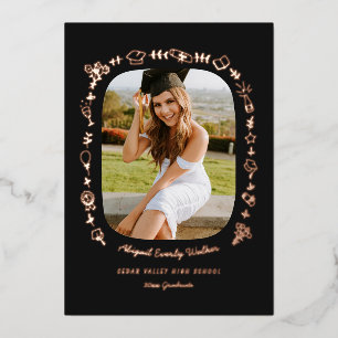 Hand Drawn Grad Announcement Foil Card with Photo 
