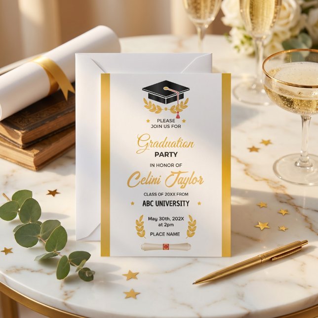 Hand-Drawn Gradient Graduation Party Invitation (Hand-Drawn Gradient Graduation Party Invitation)