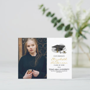 Hand Drawn Graduation Cap & Photo Party Postcard