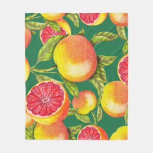 Hand Drawn Grapefruits Seamless Pattern Fleece Blanket