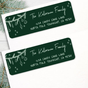 Hand Drawn Green Christmas Return Address