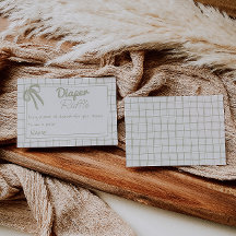 Hand Drawn Green Gingham Ribbon Diaper Raffle