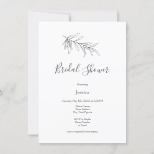 Hand Drawn Green Olive Leaves Invitation