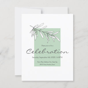 Hand Drawn Green Olive Leaves    Invitation