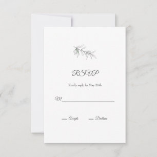 Hand Drawn Green Olive Leaves RSVP Card