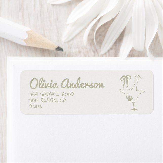 Hand Drawn Green Silly Goose  Bow Baby Shower (Insitu)