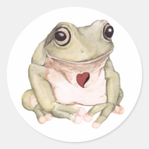 Hand drawn green tree frog   classic round sticker