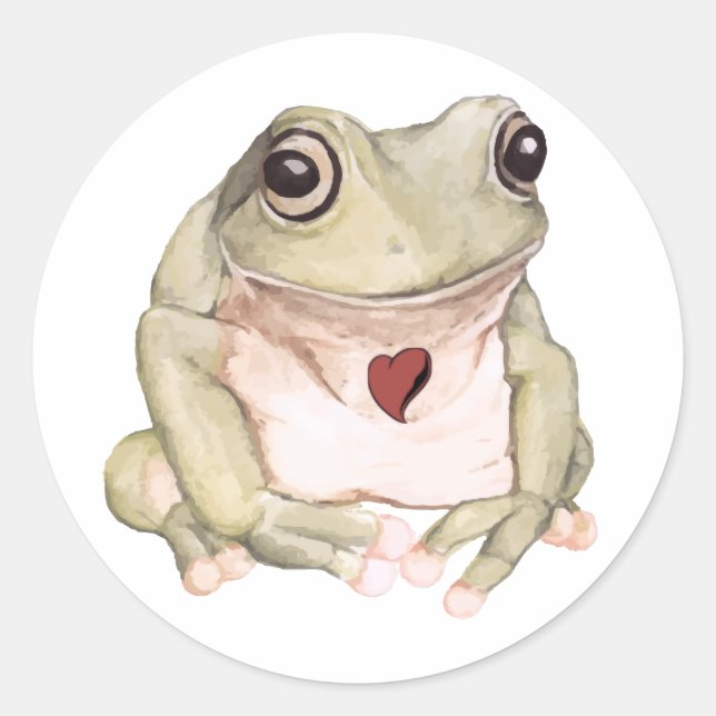 Hand drawn green tree frog   classic round sticker (Front)
