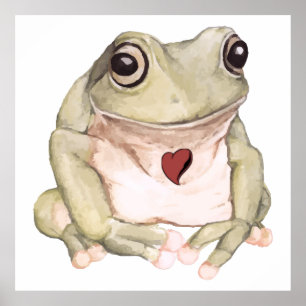 Hand drawn green tree frog  Poster