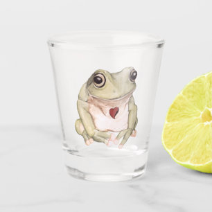 Hand drawn green tree frog   shot glass