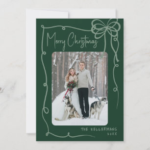 Hand Drawn Green Whimsical Merry Christmas Holiday Card