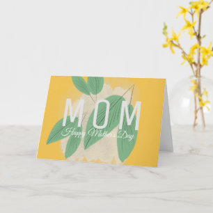 Hand Drawn Greenery Leaf Yellow Mother's Day Card