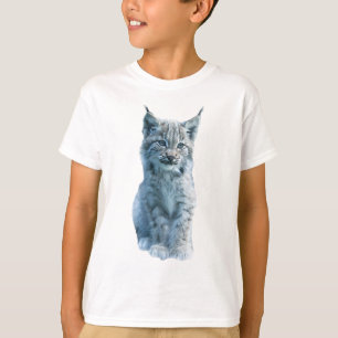 Hand-Drawn Grey Bobcat Lynx Cub Wild Cat Kids T-Shirt