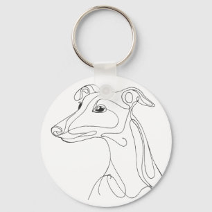 Hand Drawn Greyhound Line Art - Minimalist Design Keychain