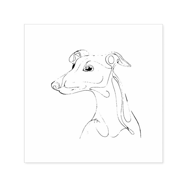 Hand Drawn Greyhound Line Art - Minimalist Design Self-inking Stamp (Design)