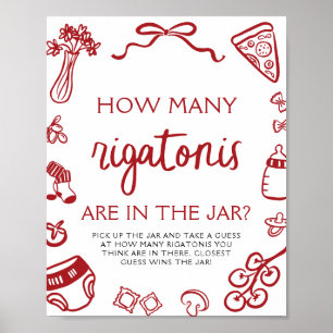 Hand Drawn Guess How Many Rigatonis Baby Shower  Poster