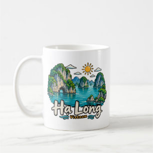 Hand Drawn Hạ Long Vietnam Travel Art Landmark Coffee Mug
