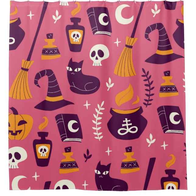 Hand-drawn Halloween, spooky seamless pattern. (Front)