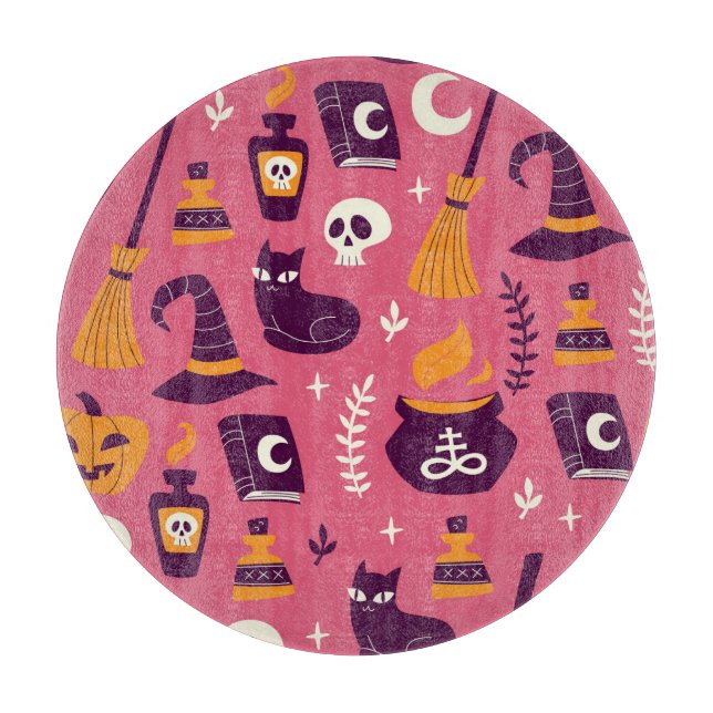 Hand-drawn Halloween, spooky seamless pattern. Cutting Board (Front)