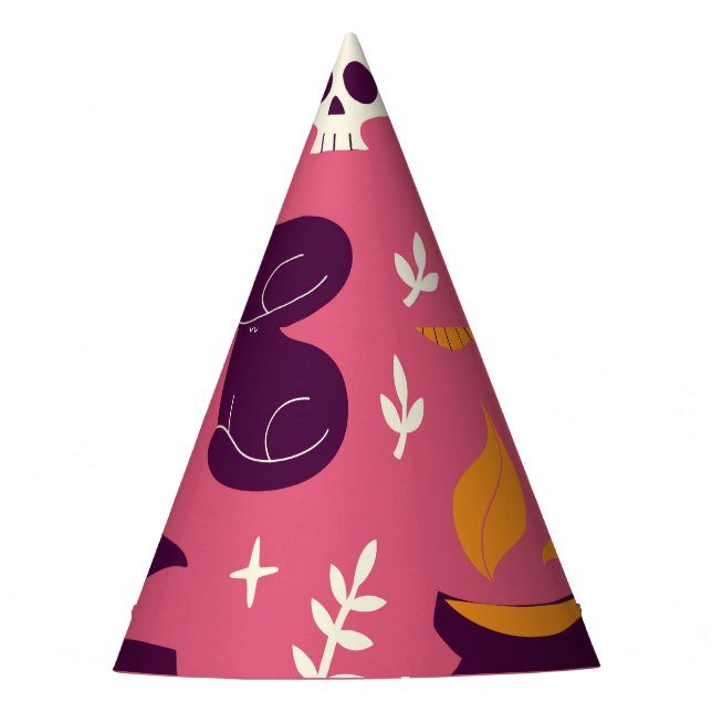Hand-drawn Halloween, spooky seamless pattern. Party Hat (Front)