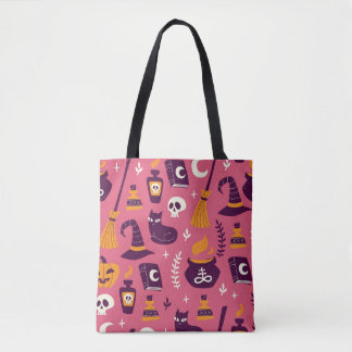 Hand-drawn Halloween, spooky seamless pattern. Tote Bag