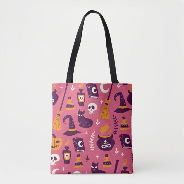 Hand-drawn Halloween, spooky seamless pattern. Tote Bag (Front)
