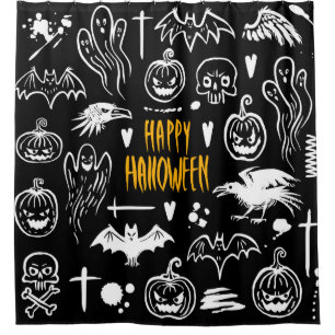 Hand-drawn Halloween symbols, vintage collection.