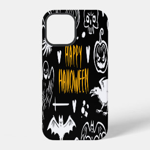 Hand-drawn Halloween symbols, vintage collection. iPhone 12 Case