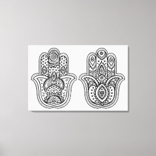 Hand Drawn Hamsa With Ornaments 6 Canvas Print