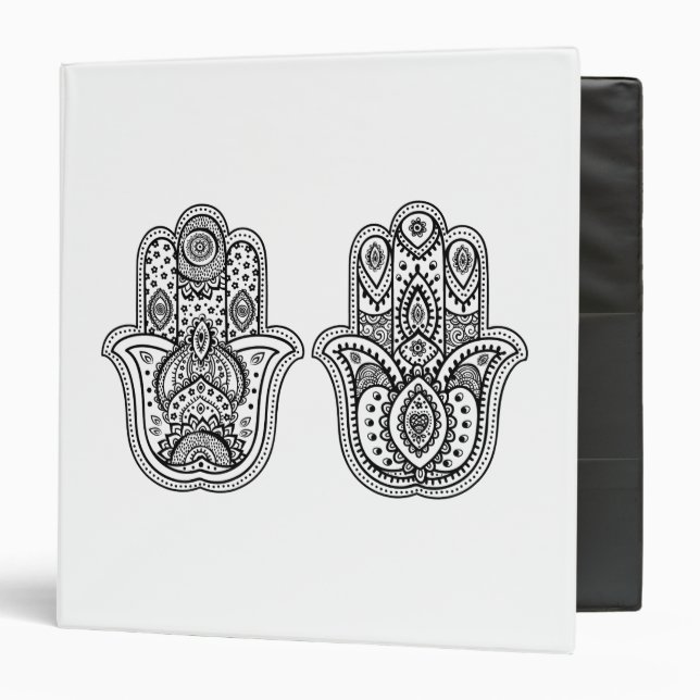 Hand Drawn Hamsa With Ornaments Binder (Front/Inside)