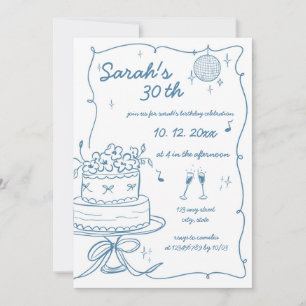 Hand Drawn Handwritten Scribble Birthday Invitation