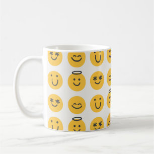 Hand Drawn Happy Emoji Pattern Coffee Mug