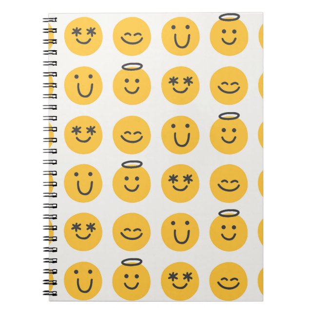 Hand Drawn Happy Emoji Pattern Notebook (Front)