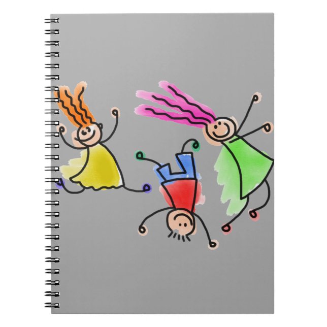 Hand-Drawn Happy Stick Figures Sketch Notebook (Front)