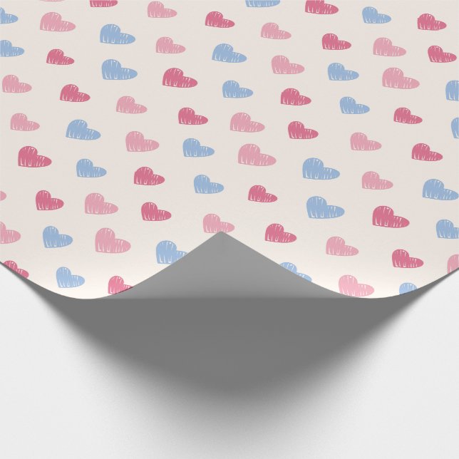 Hand Drawn Heart Doodle Pattern Wrapping Paper (Corner)