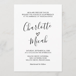 Hand Drawn Heart Formal Wedding Invitation