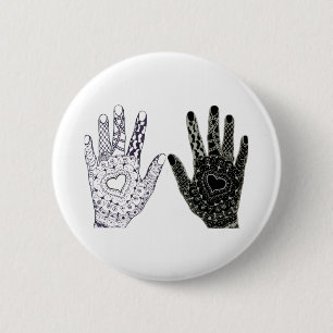 Hand Drawn Heart Hands 2 Inch Round Button