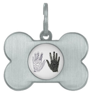Hand Drawn Heart Hands Pet Name Tag