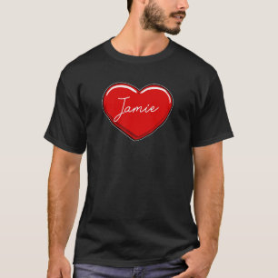 Hand Drawn Heart Jamie First Name Hearts I Love J T-Shirt