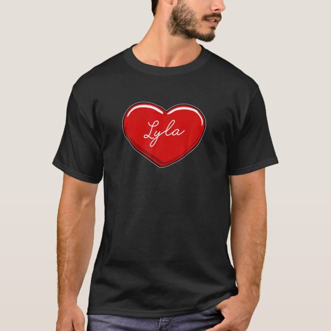 Hand Drawn Heart Lyla - First Name Hearts I Love L T-Shirt (Front)