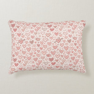 Hand-Drawn Heart Pattern Accent Pillow